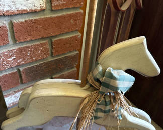 Lot 39: White Wooden Rocking Horse Decor