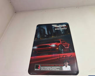 Lot 18: Raybestos race car poster sign