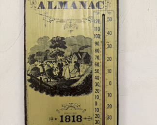 Lot 1: Vintage Farmers' Almanac Thermometer Wall Plaque
