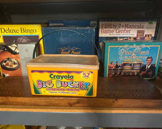 Lot 266: Vintage board games and Crayola chalk tin