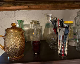 Lot 207: Assorted Glass Bottles, Decanters and Jars