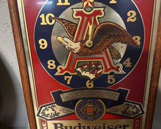 Lot 203: Framed Budweiser clock with eagle emblem