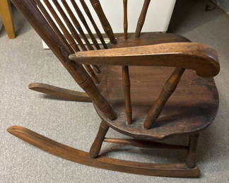 Lot 206: Wooden Windsor-style rocking chair