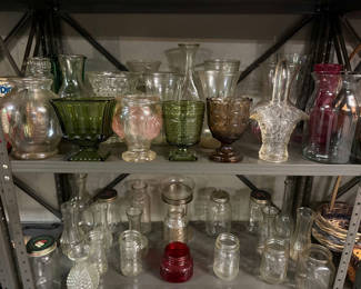 Lot 247: Assorted Glass Jars, Vases, and Glassware