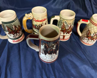 Lot 230: Ceramic beer steins with Clydesdale horse imagery