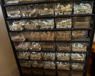 Lot 224: Multi-drawer hardware organizer with assorted fasteners