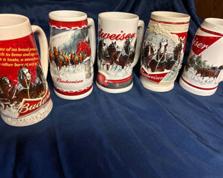 Lot 237: Budweiser Winter Scene Beer Steins Collection