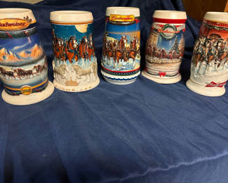 Lot 235: Budweiser Holiday Steins with Clydesdale Horses