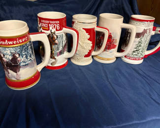 Lot 236: Budweiser Holiday Stein Mugs Collection