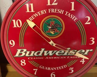 Lot 202: Budweiser Round Red Wall Clock