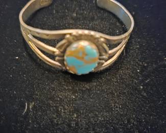 Antique Turquoise bracelet. One of many beautiful pieces of Turquoise jewelry in this sale