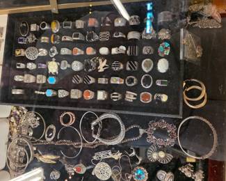 Assorted Sterling jewelry. This is only a very small selection of the hundreds of pieces of Sterling jewelry in this sale.