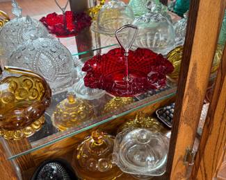 Vintage butter dishes and candy dishes