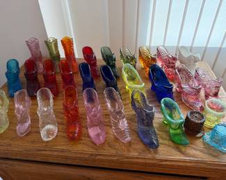 Glass shoe and top hat collection