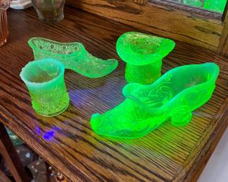 Uranium glass shoes and top hats