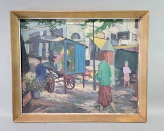 140 Lot 244 Signed Herdis Gelardi oil painting on masonite