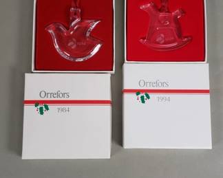 285 Lot 174 1984 and 1994 Orrefors crystal ornaments