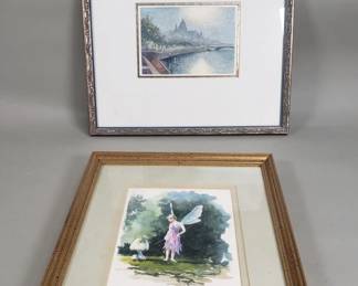 330 Lot 267 Pair of vintage watercolor paintings