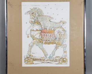 243 Lot 86 Vintage signed Richard Loza ink and watercolor
