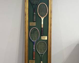 033 Lot 352h Framed 1980s professional tennis star rackets