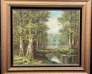 157 Lot 620h Vintage framed, signed oil on canvas painting