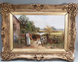 017 Lot 102 Signed Ernest Walbourn oil on canvas landscape