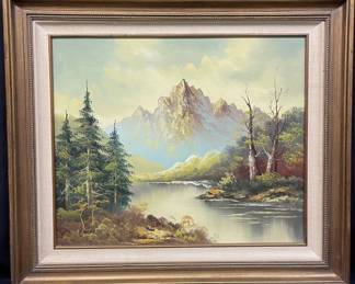 158 Lot 675h Vintage framed, signed oil on canvas painting