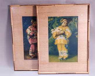 202 Lot 7 Pair of Esther Hunt vintage color lithographs