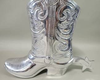 341 Lot 289 Beatriz Ball style aluminum western cowboy boot