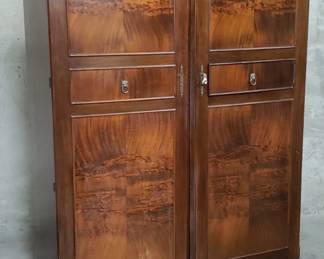 193 Lot 113 Antique Compactom walnut wardrobe with keys