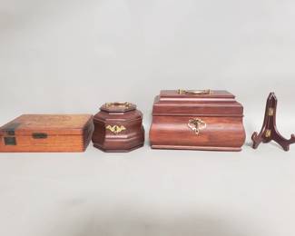 474 Lot 378 Group of wood jewelry, trinket and cigar boxes