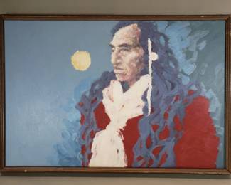 253 Lot 104 Signed Maggi Perry acrylic on canvas portrait