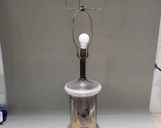 107 Lot 55 Art Deco skyscraper glass table lamp with gold
