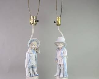 302 Lot 212 Pair of vintage bisque figural table lamps