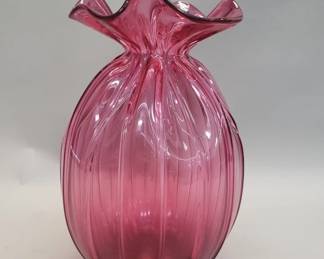 468 Lot 373 Vintage cranberry glass vase