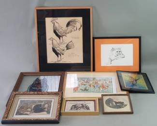 441 Lot 359 Lithograph, Egyptian painting, owl painting on