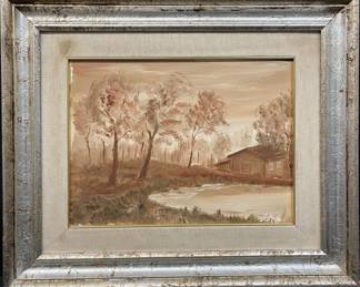 155 Lot 575h Framed, signed oil on canvas painting