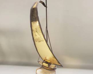 053 Lot 292 Midcentury Modern signed Mario Jason brass and onyx sailboat