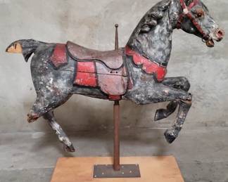 030 Lot 133 Antique hand carved carousel horse
