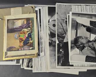 429 Lot 350 Group of vintage photographs, etching, and