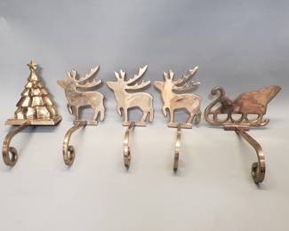 470 Lot 374 Vintage brass Christmas stocking holders