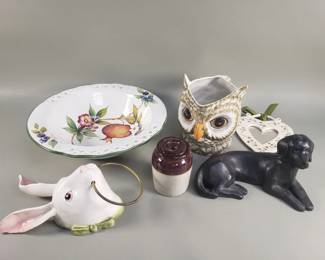 428 Lot 349 Group of ceramic pitcher, bowl, mirror, c