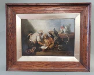 129 Lot 215 Antique signed oil on canvas