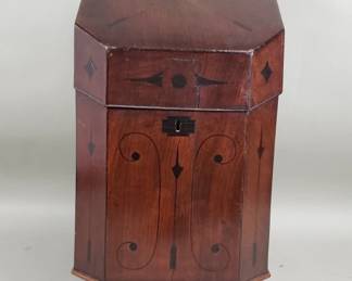 078 Lot 179 Antique George III style mahogany inlaid knife box