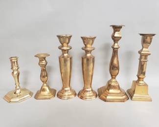 455 Lot 366 Group of brass candlesticks
