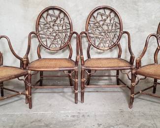 036 Lot 170 4 McGuire bamboo and rattan dining chairs with