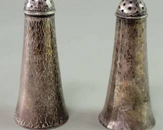 090 Lot 277 Sterling silver hand wrought salt and pepper