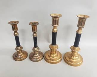 316 Lot 237 Four brass and metal candlesticks