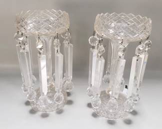 097 Lot 439 Antique Victorian cut glass Lustre vases with