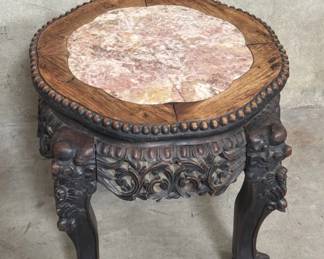 113 Lot 173 Antique Asian hand carved plant stand with m